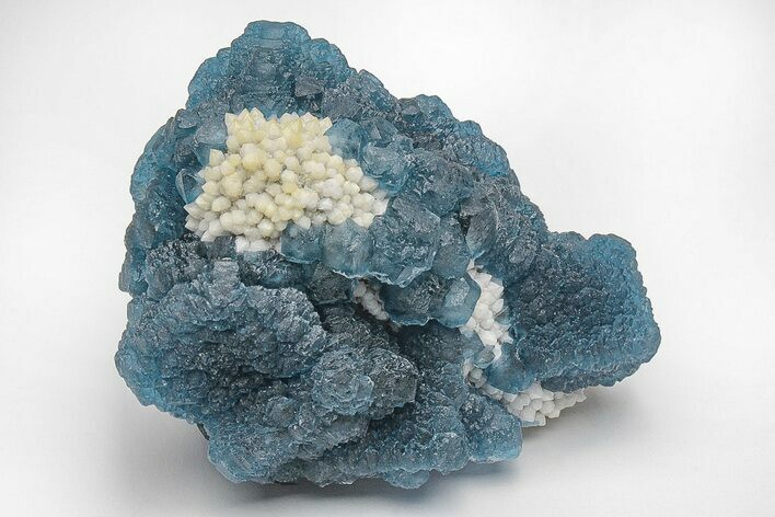 Blue, Cubic/Octahedral Fluorite Encrusted Quartz - Inner Mongolia #213872